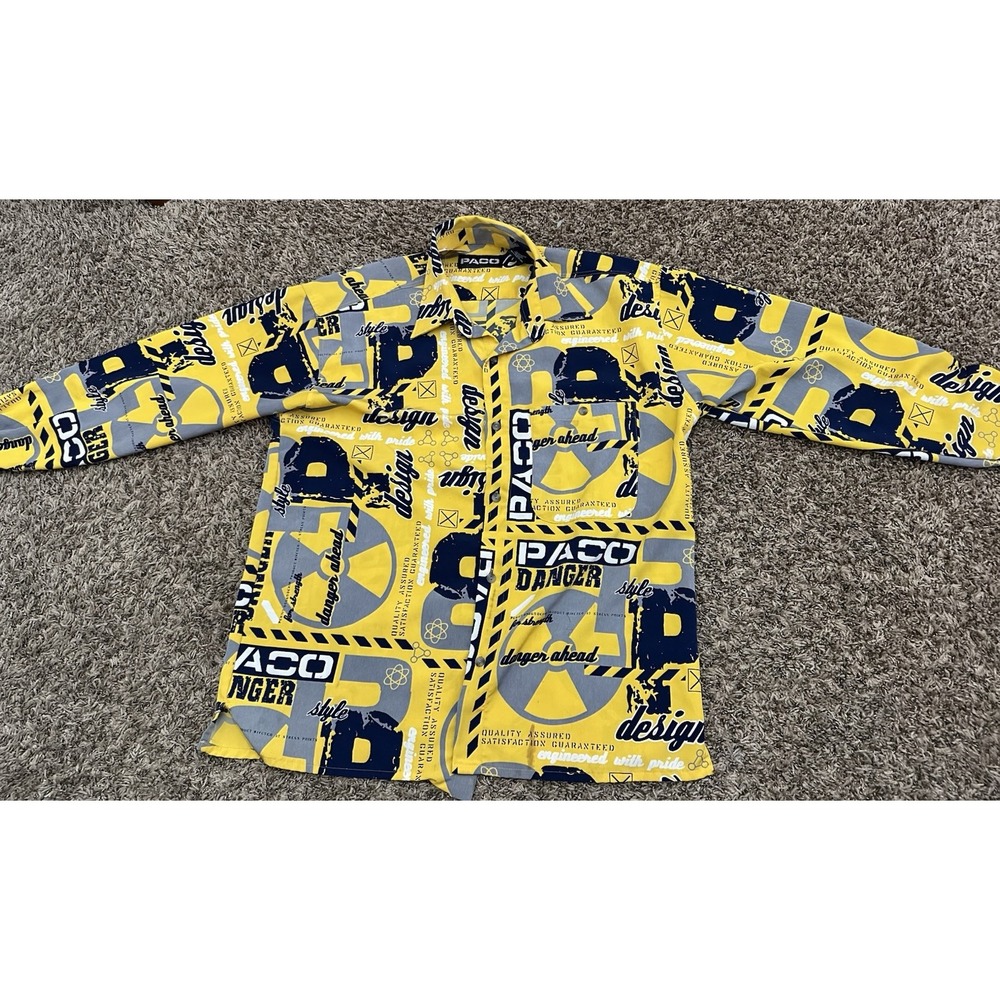 Vintage Y2K Paco Long Sleeve Button Up Shirt All Over Yellow Size Large